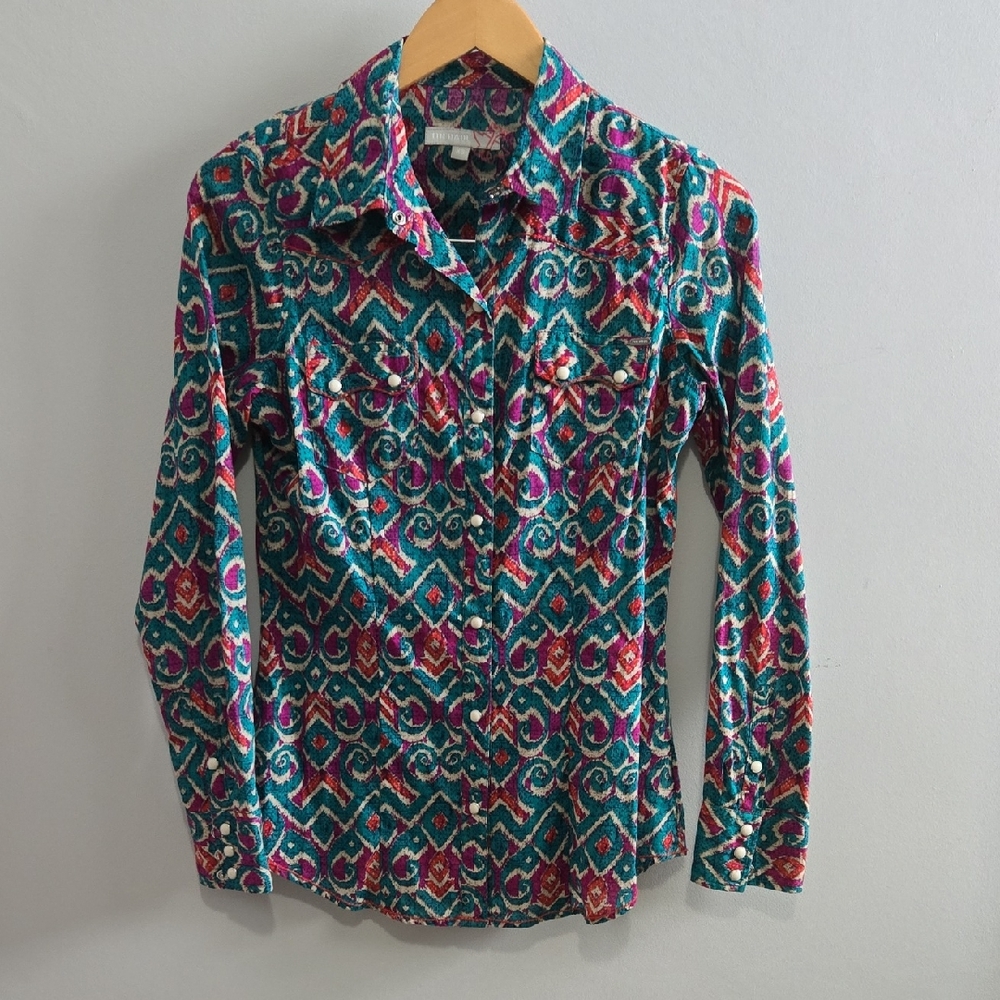 Tin Haul Western Teal and Purple Buttondown Size Small